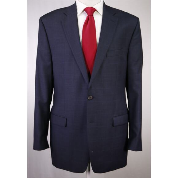 Lauren Ralph Lauren Men's Navy Blue Windowpane Wool 2-Btn Suit 42L - Picture 2 of 9